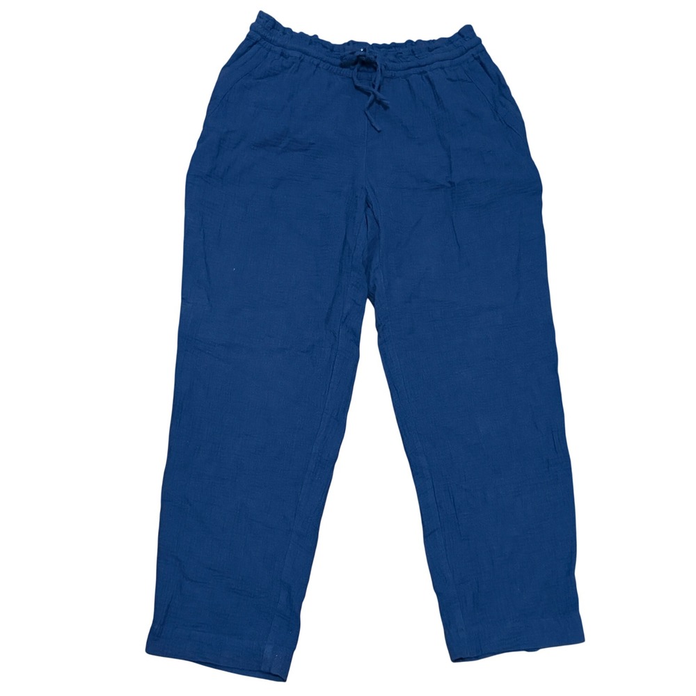 Tommy Bahama Island Gauze Cotton Pants Womens XS Navy Coastal Beach Crop